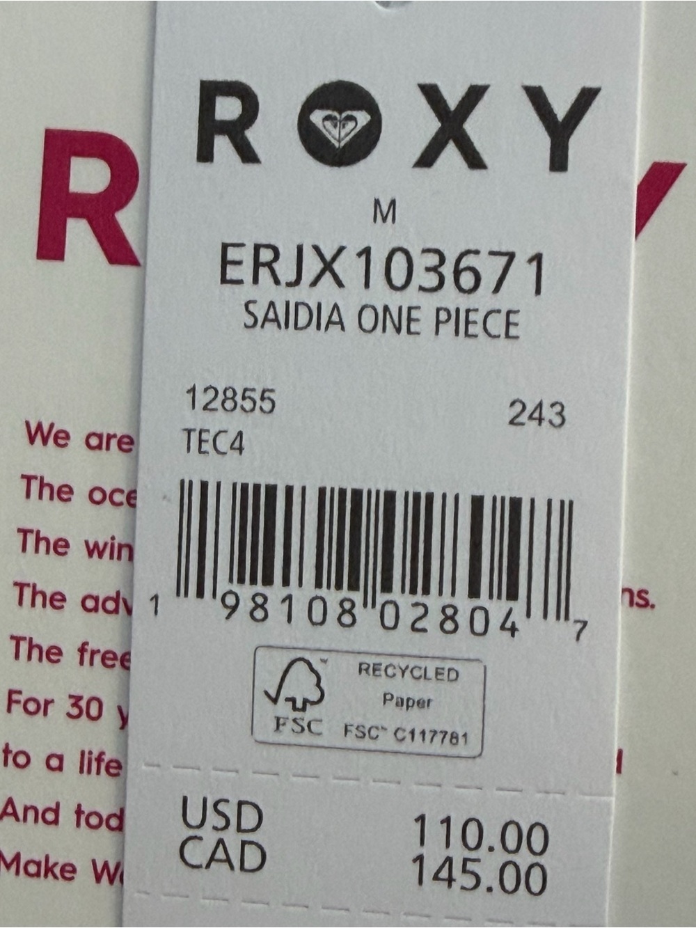 Roxy | Saidia Striped Pink & Olive One-Piece Swimsuit New - Picture 9 of 12